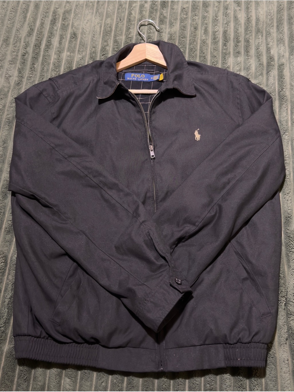 Polo by Ralph Lauren Navy Half-Zip Bomber Jacket with Pony Embroidery